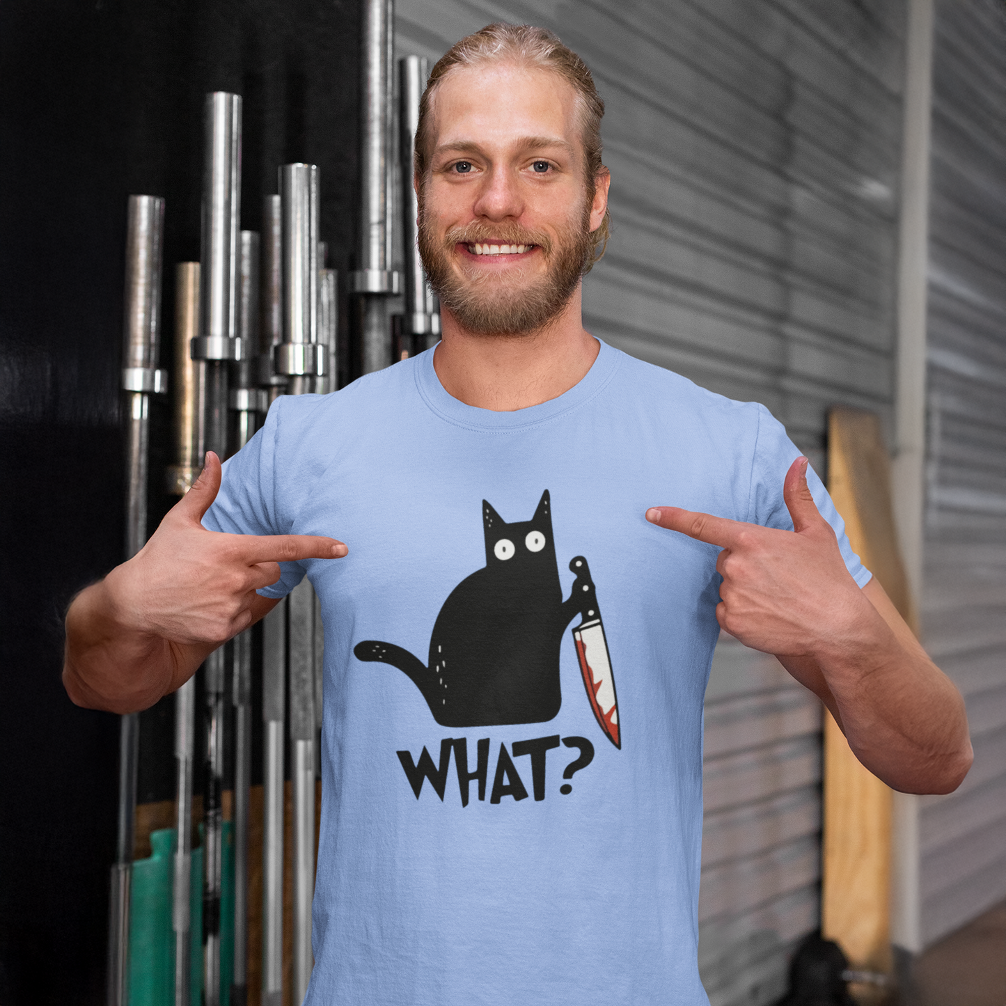 Black Cat with Bloody Knife T-Shirt - Dark Humor Tee