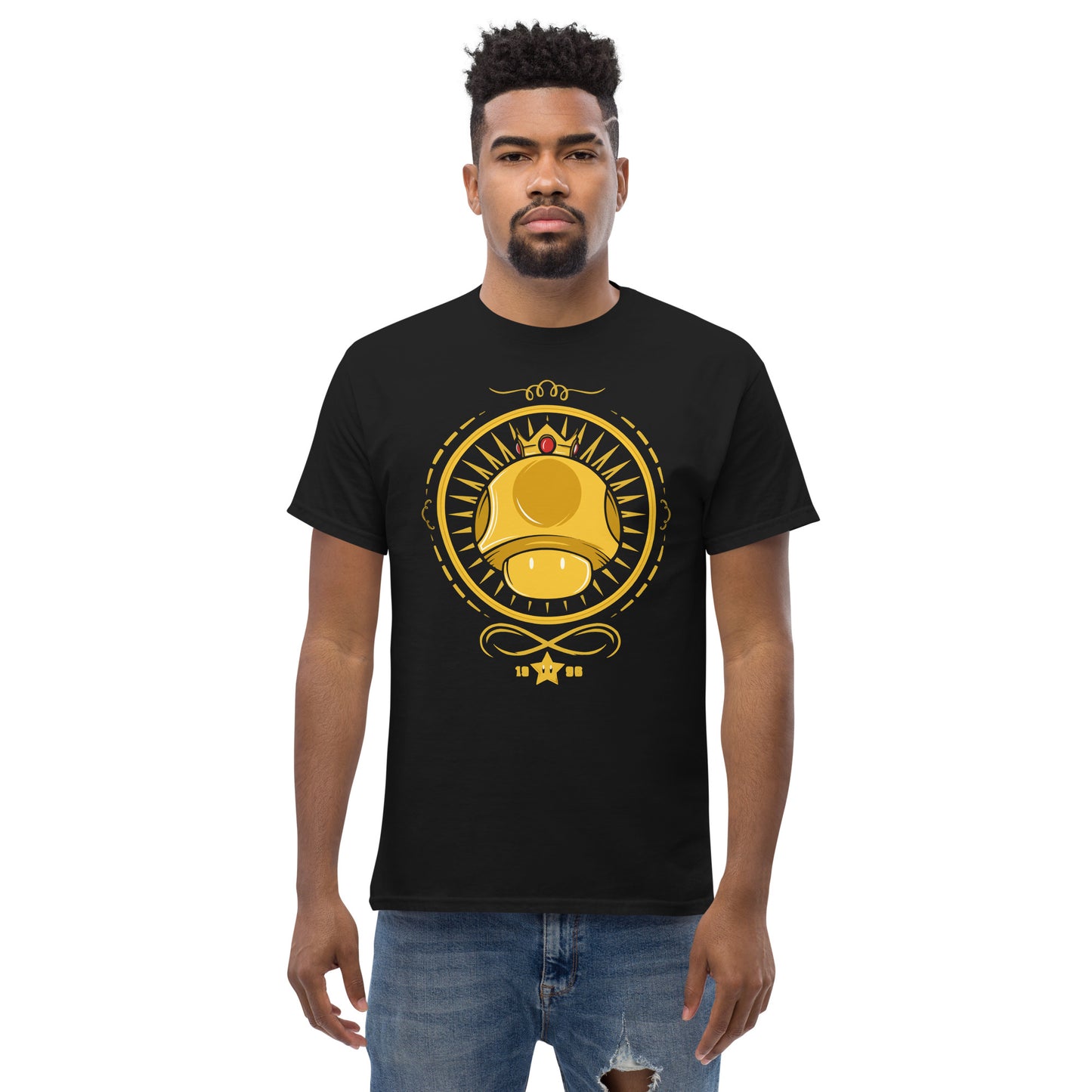 Gold Crown Shroom T-Shirt - Royal Retro Gaming Tee