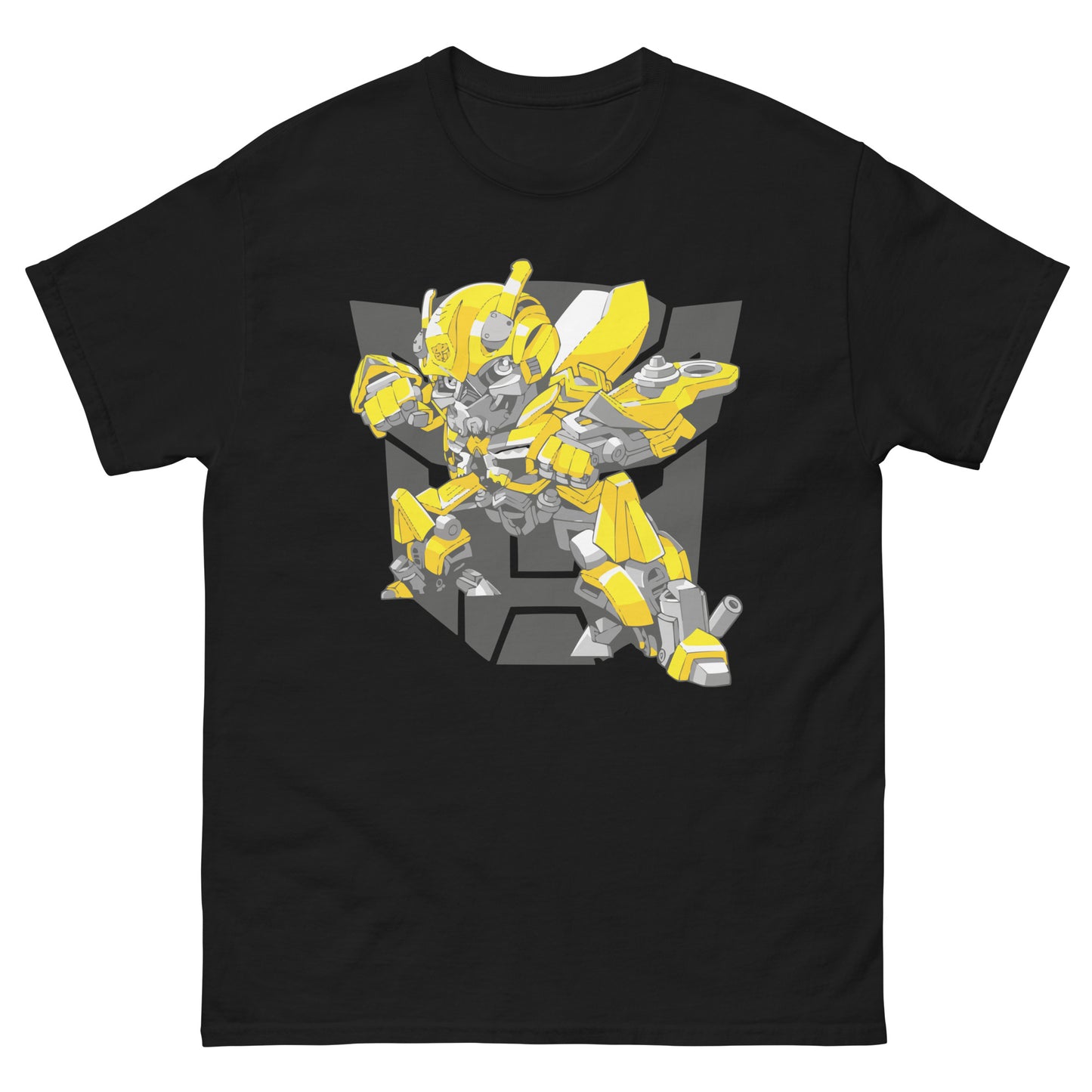 Mini Mecha Hero T-Shirt - Bold Yellow Robot Icon Tee