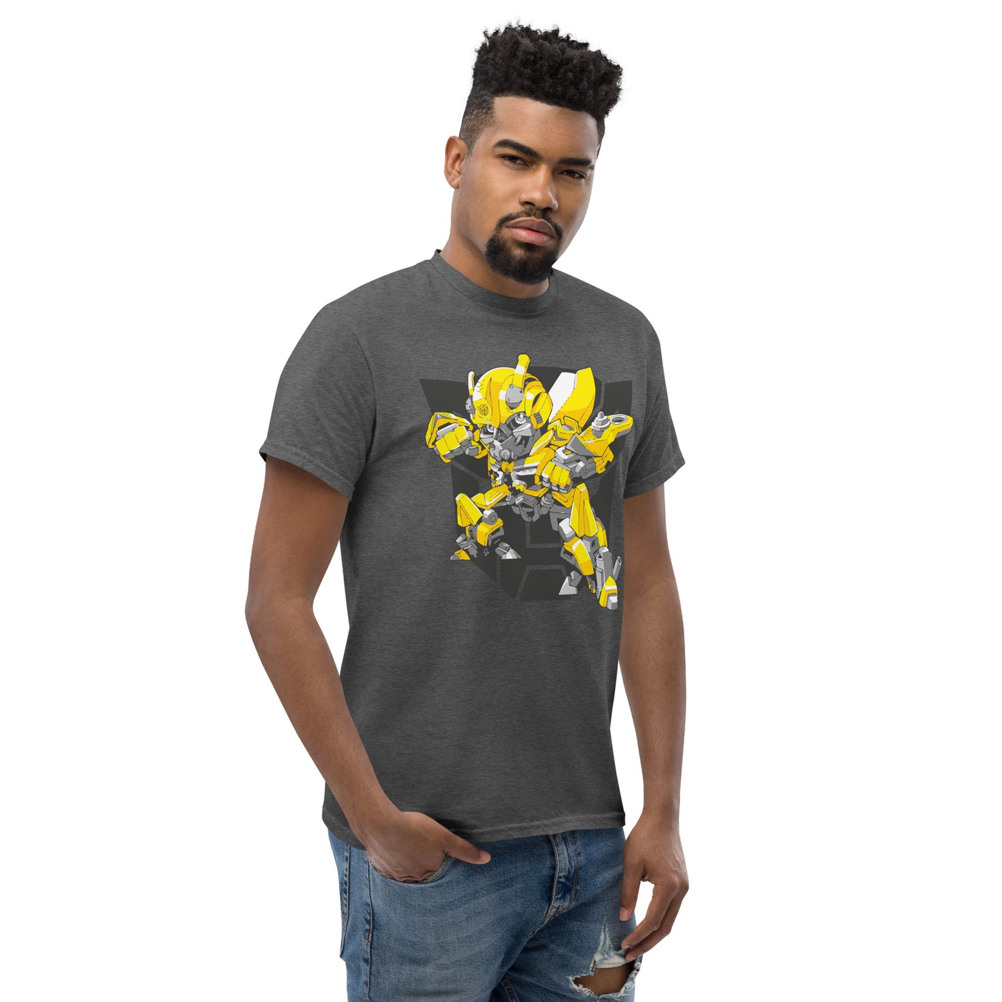 Mini Mecha Hero T-Shirt - Bold Yellow Robot Icon Tee