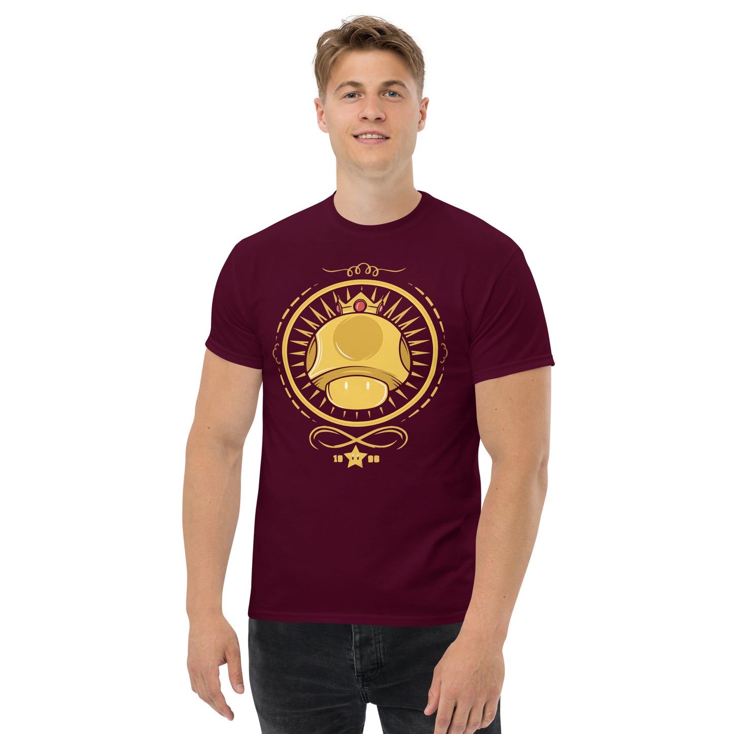 Gold Crown Shroom T-Shirt - Royal Retro Gaming Tee