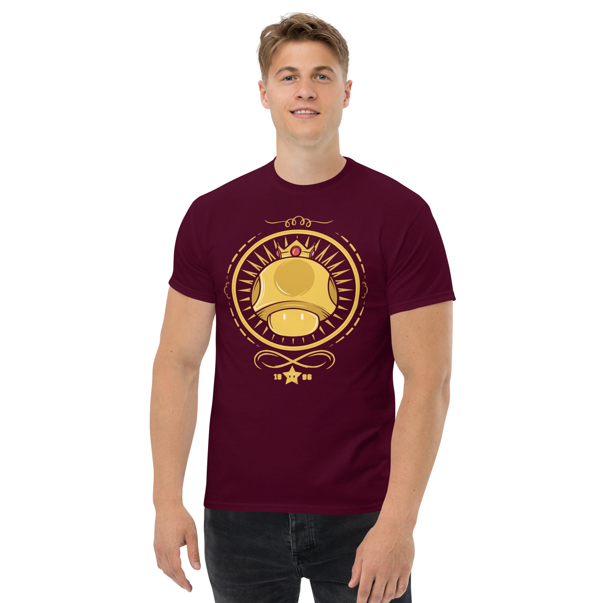Gold Crown Shroom T-Shirt - Royal Retro Gaming Tee