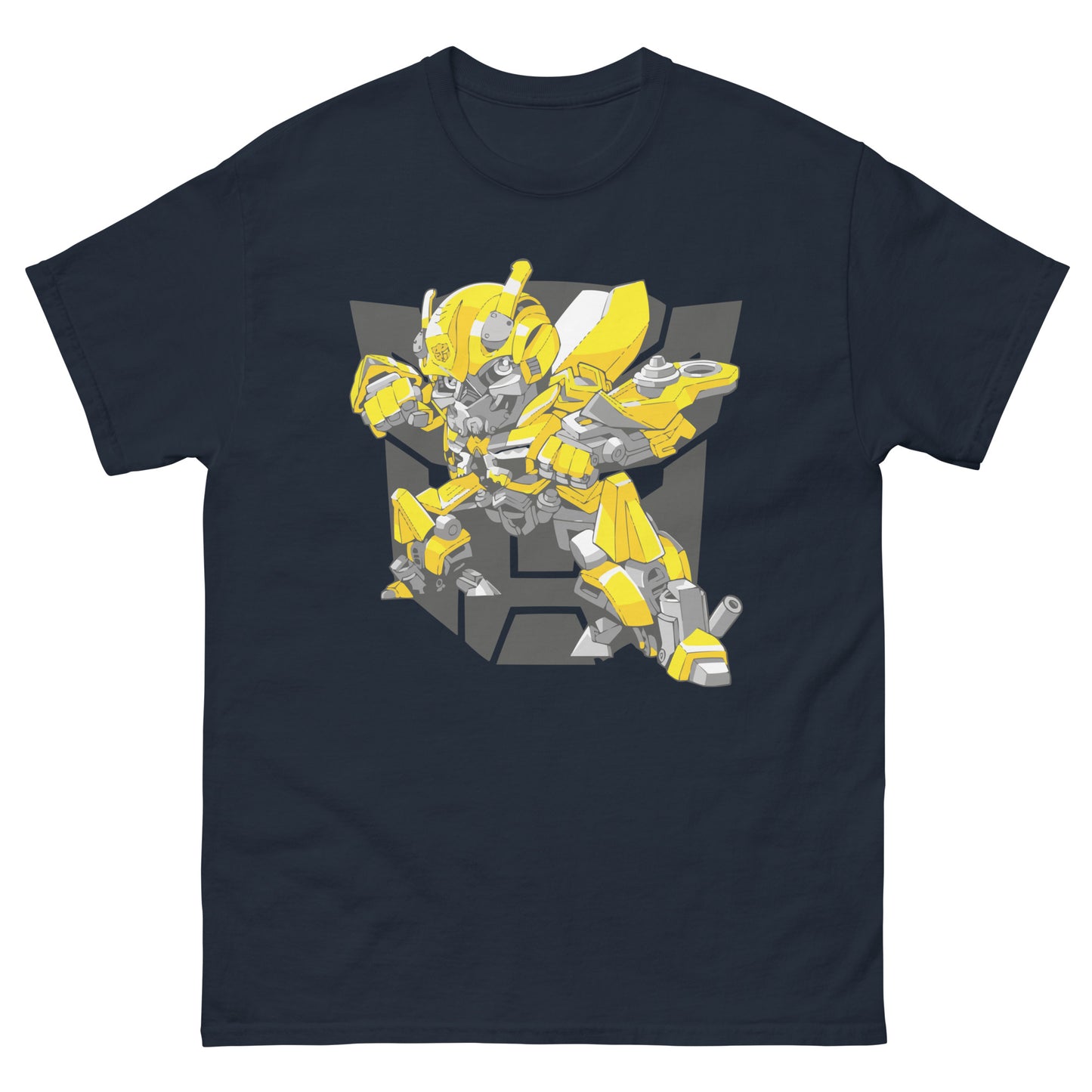 Mini Mecha Hero T-Shirt - Bold Yellow Robot Icon Tee
