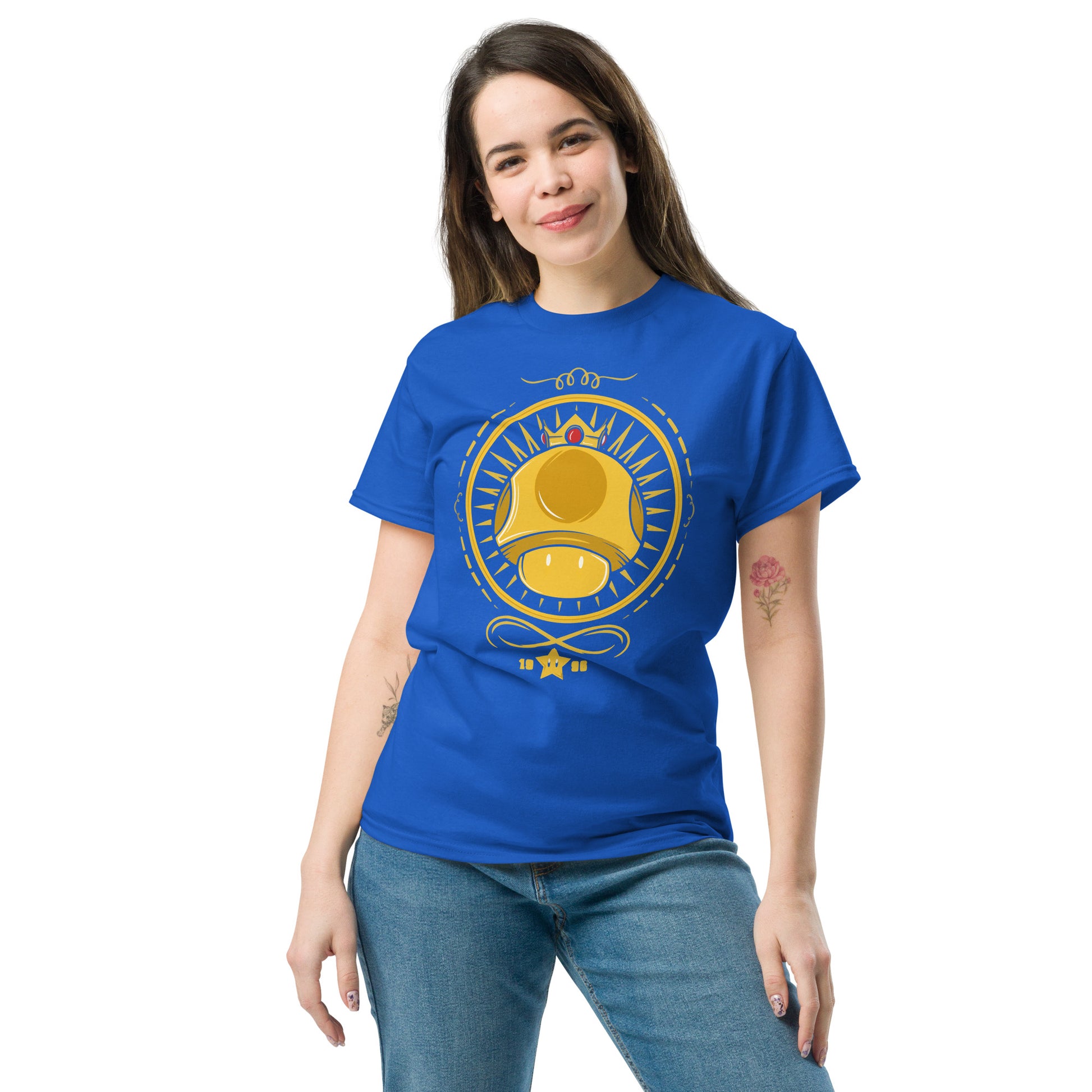 Gold Crown Shroom T-Shirt - Royal Retro Gaming Tee