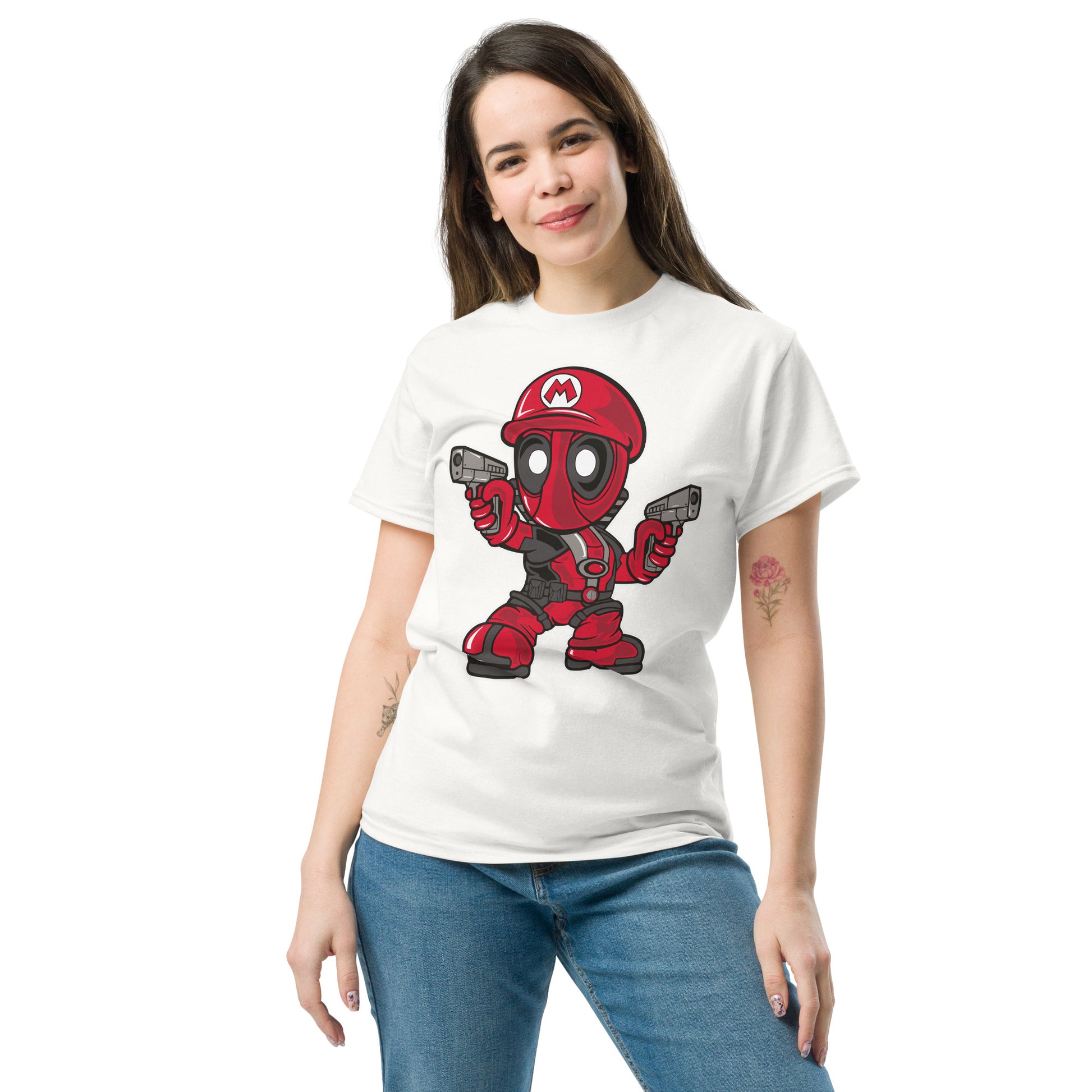 Plumber Assassin Red Mercenary Chibi T-Shirt - Playful Antihero Tee