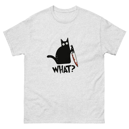 Black Cat with Bloody Knife T-Shirt - Dark Humor Halloween Tee