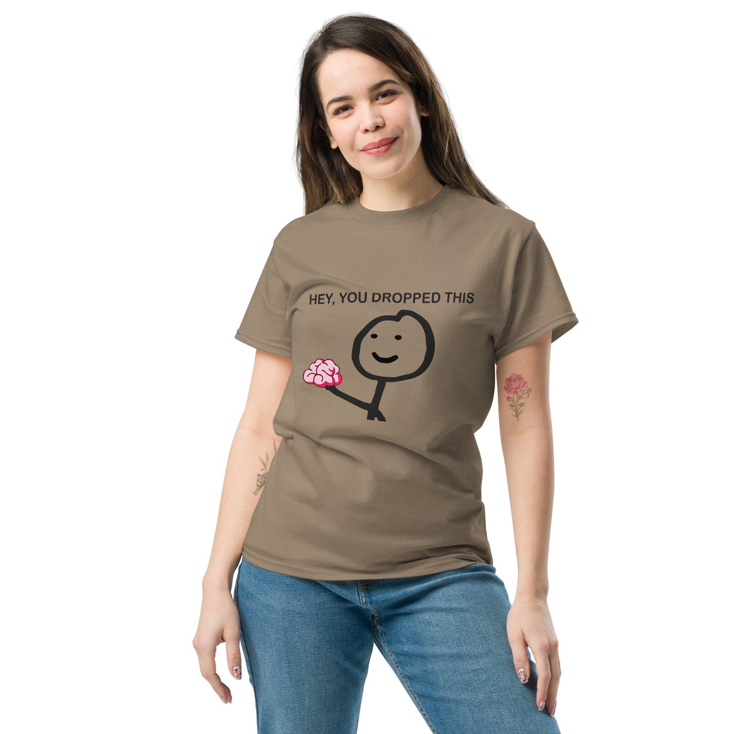 Stick Figure with Brain T-Shirt - Quirky Smart Humor Tee