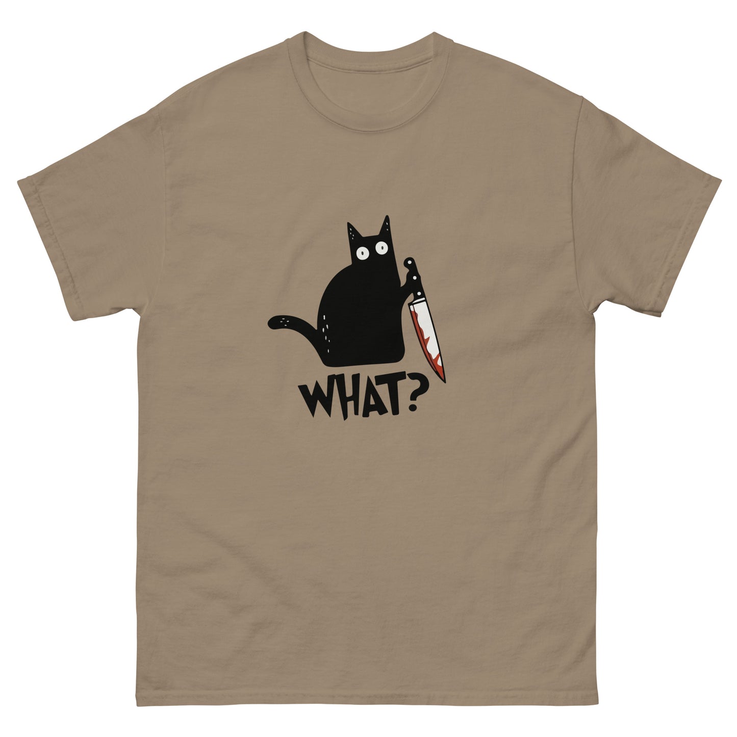 Black Cat with Bloody Knife T-Shirt - Dark Humor Halloween Tee