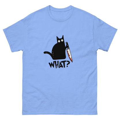 Black Cat with Bloody Knife T-Shirt - Dark Humor Halloween Tee