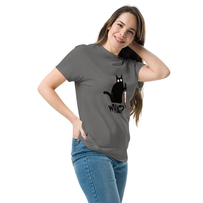 Black Cat with Bloody Knife T-Shirt - Dark Humor Halloween Tee