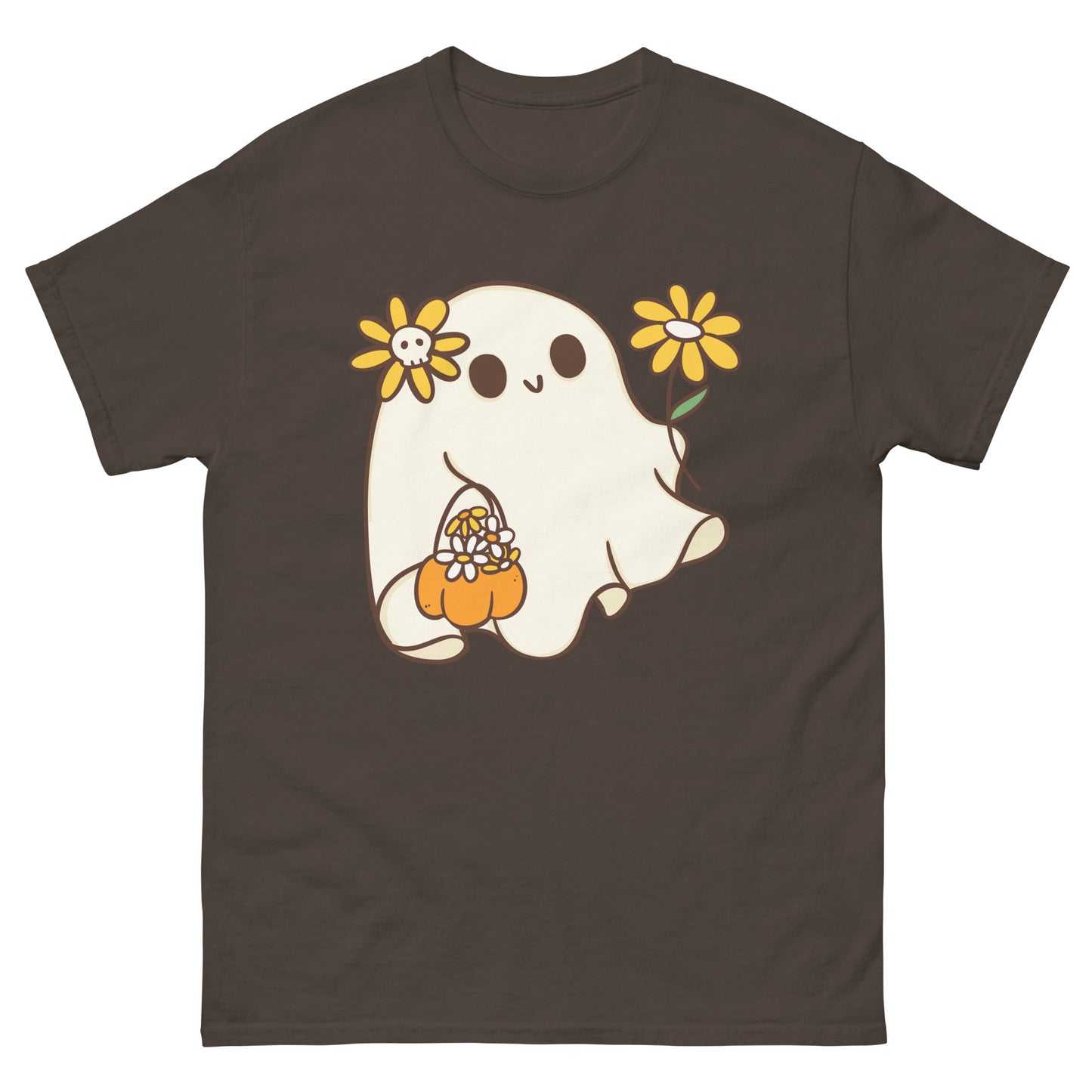 Cute Ghost with Flowers T-Shirt - Whimsical Halloween Tee