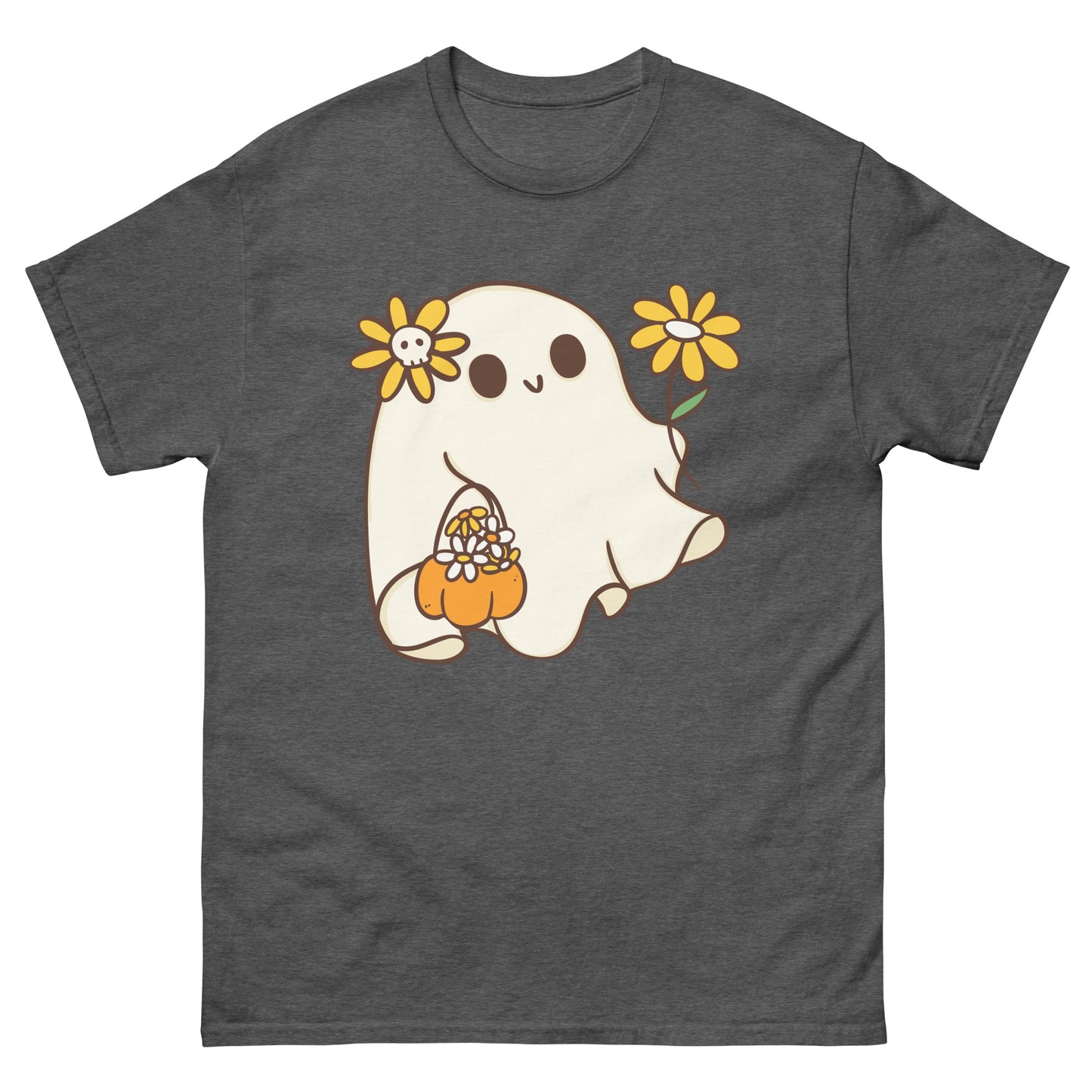 Cute Ghost with Flowers T-Shirt - Whimsical Halloween Tee