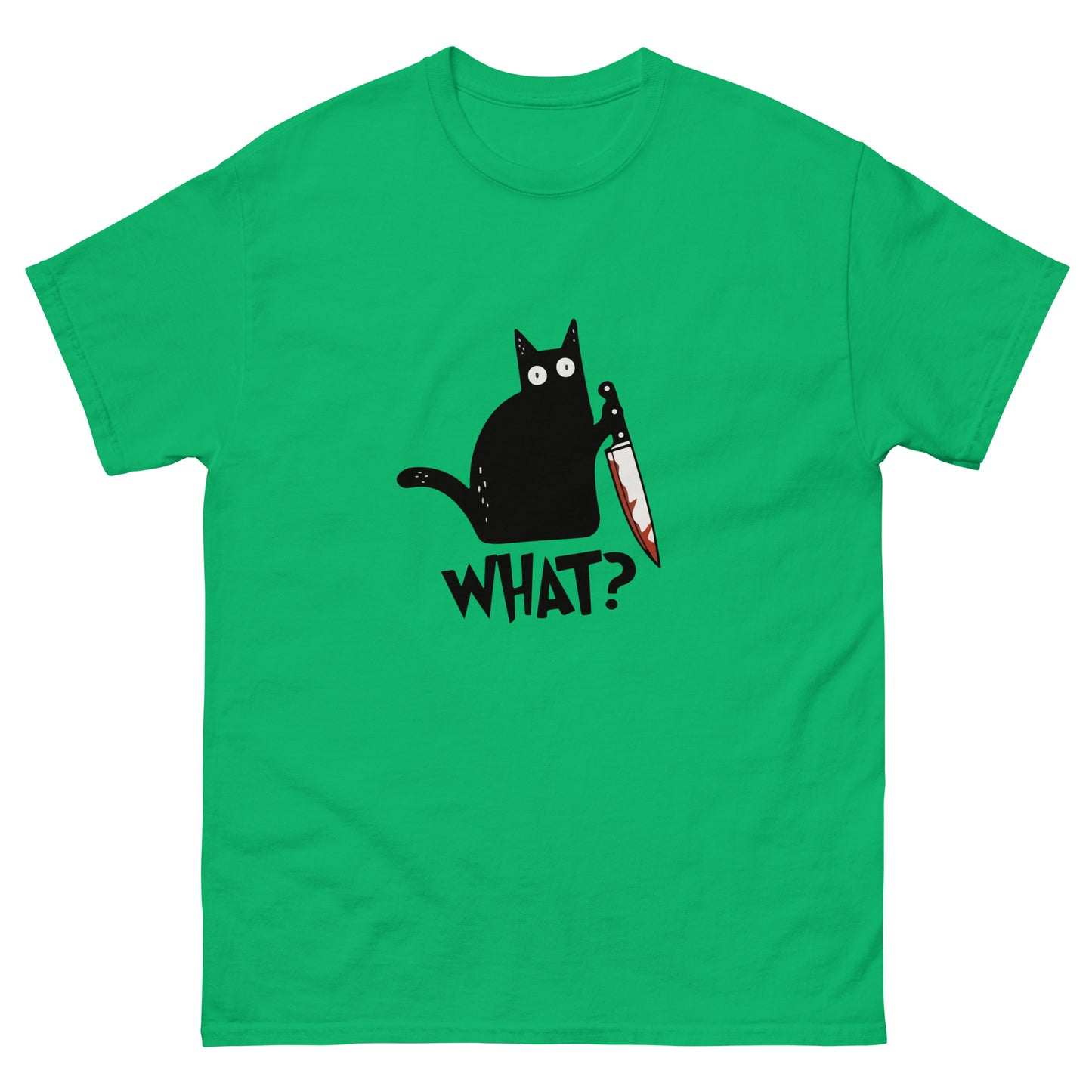 Black Cat with Bloody Knife T-Shirt - Dark Humor Halloween Tee