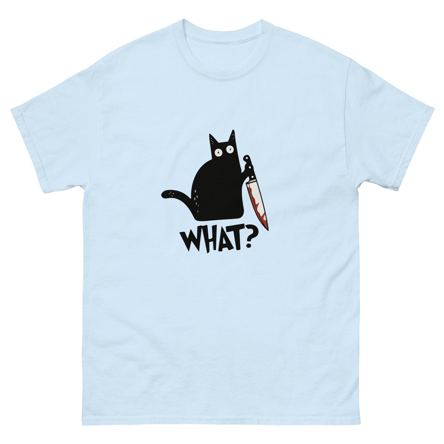 Black Cat with Bloody Knife T-Shirt - Dark Humor Halloween Tee