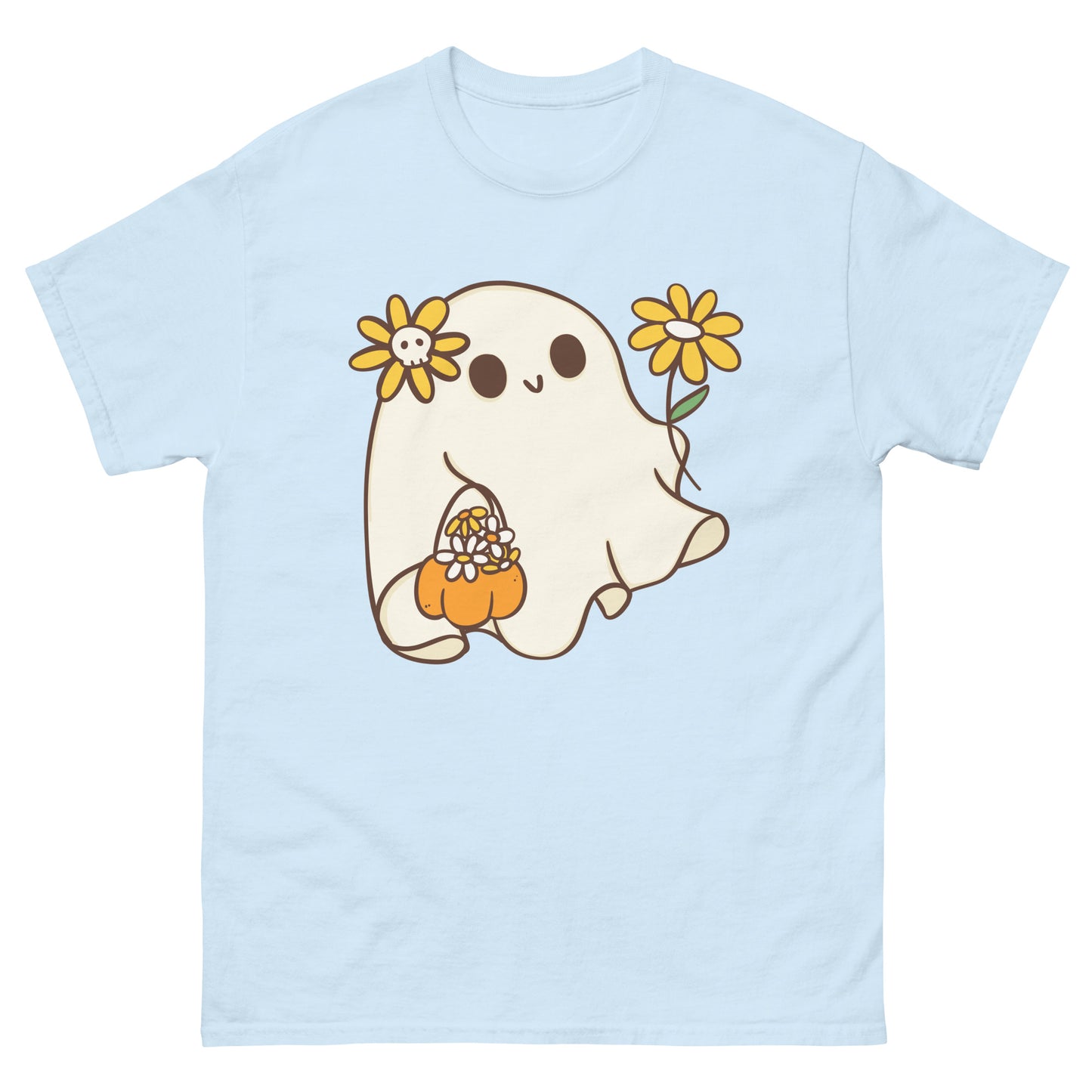 Cute Ghost with Flowers T-Shirt - Whimsical Halloween Tee