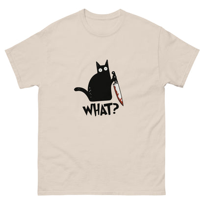 Black Cat with Bloody Knife T-Shirt - Dark Humor Halloween Tee