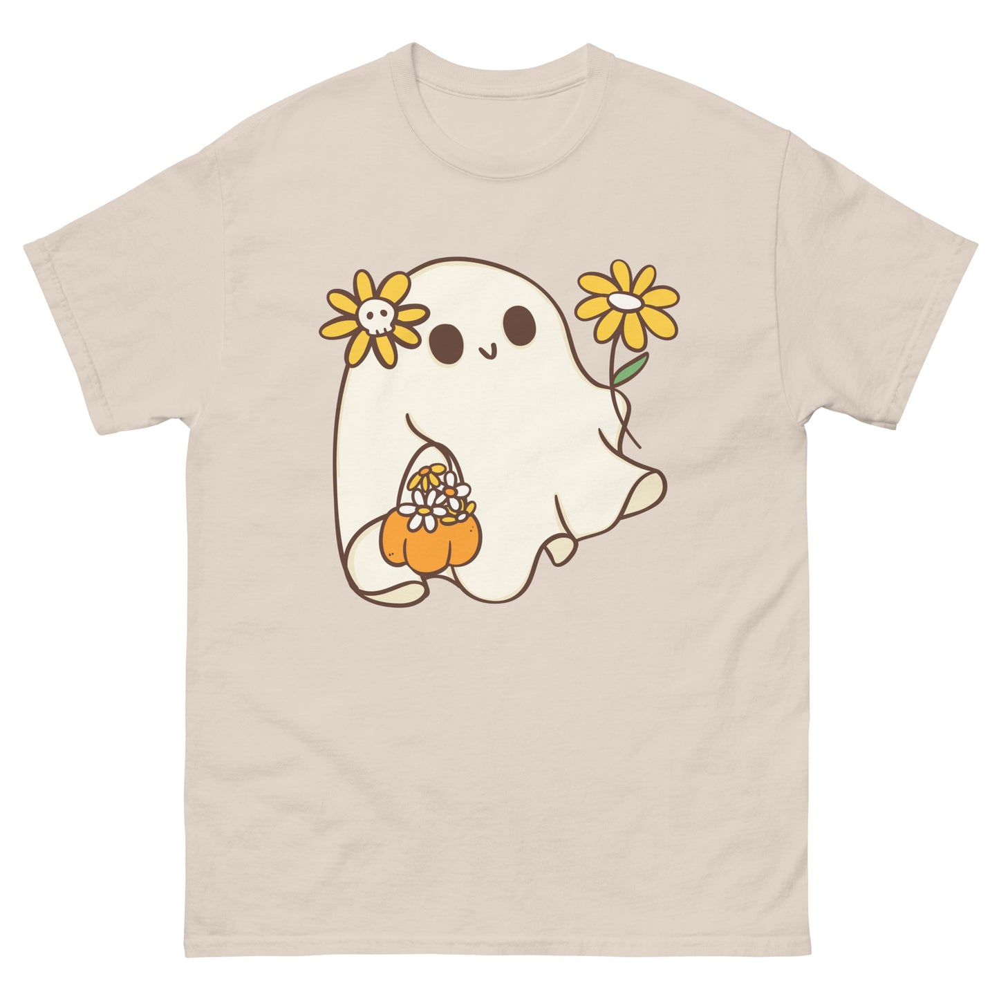 Cute Ghost with Flowers T-Shirt - Whimsical Halloween Tee