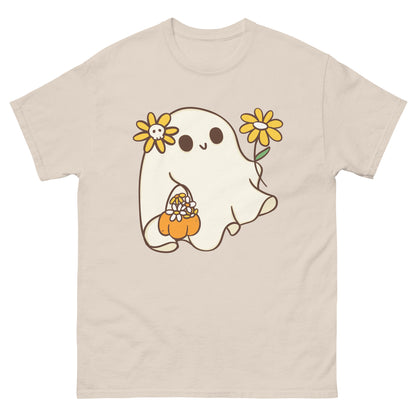 Cute Ghost with Flowers T-Shirt - Whimsical Halloween Tee