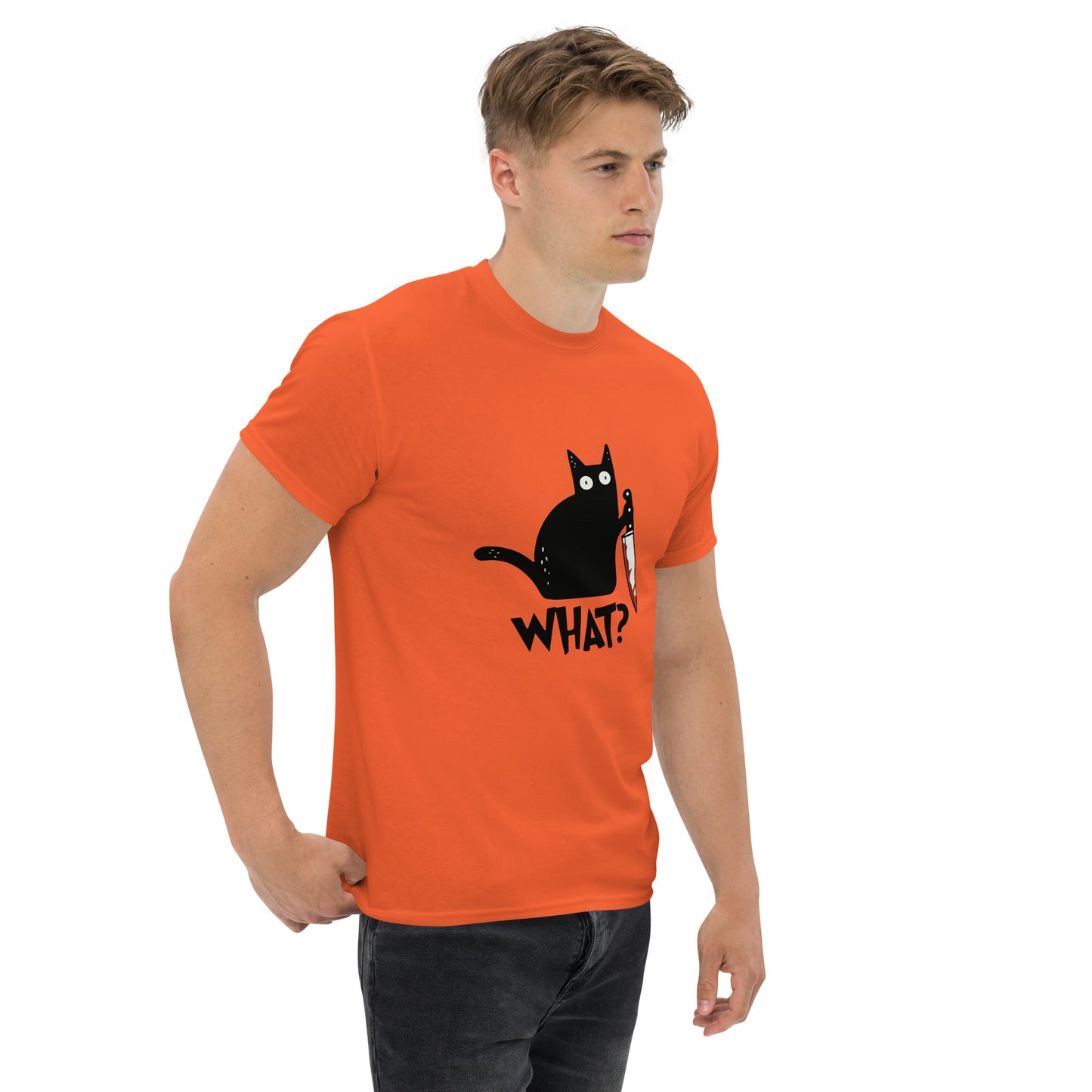 Black Cat with Bloody Knife T-Shirt - Dark Humor Halloween Tee