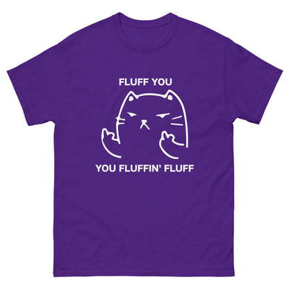 Fluff You Cat T-Shirt - Funny Cat Attitude Tee (white outline)