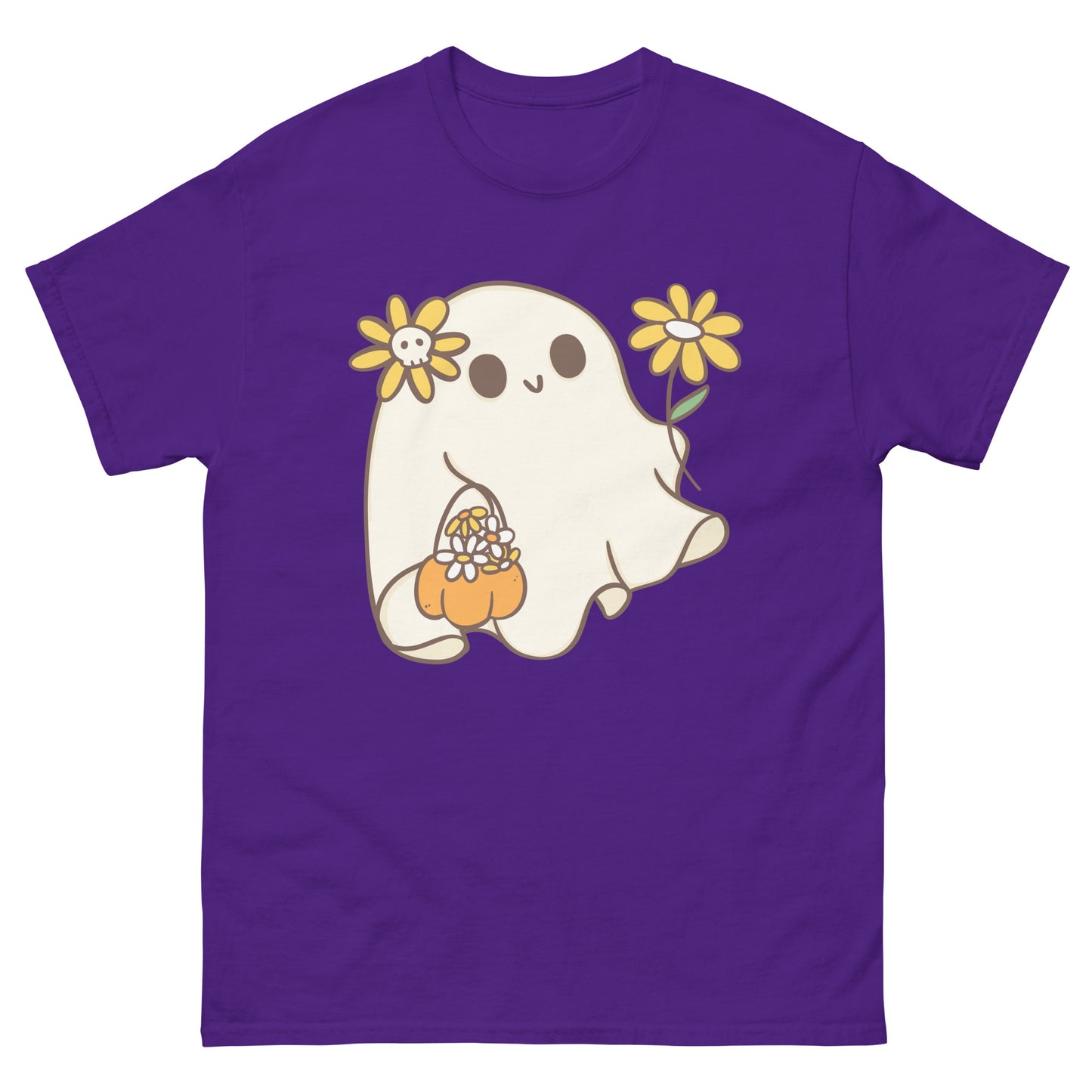 Cute Ghost with Flowers T-Shirt - Whimsical Halloween Tee