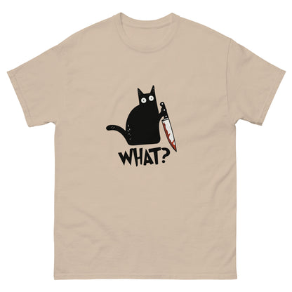 Black Cat with Bloody Knife T-Shirt - Dark Humor Halloween Tee