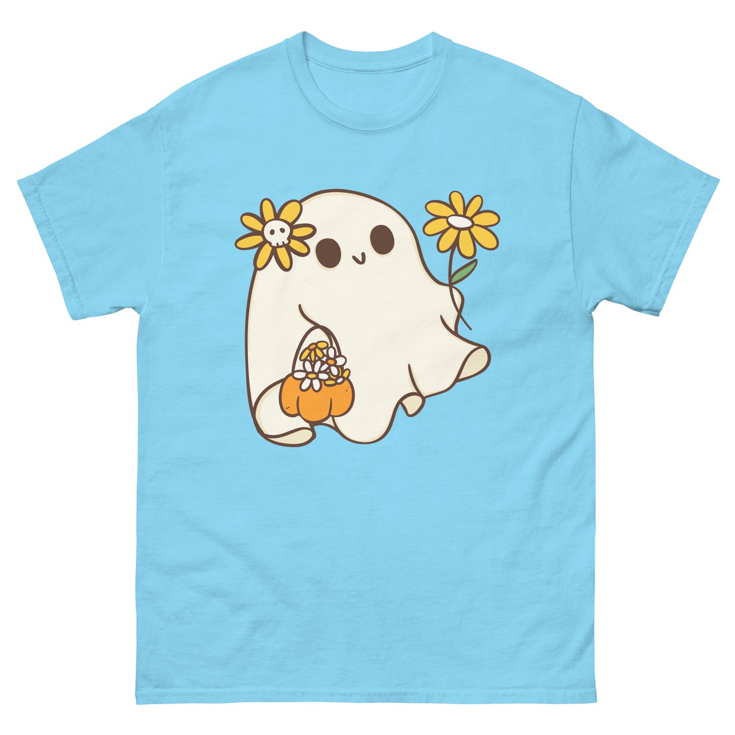 Cute Ghost with Flowers T-Shirt - Whimsical Halloween Tee