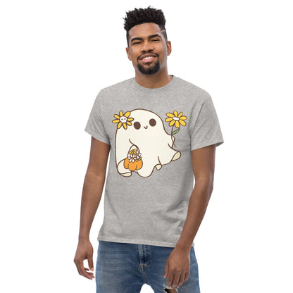 Cute Ghost with Flowers T-Shirt - Whimsical Halloween Tee