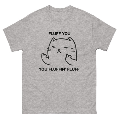 Fluff You Outline Cat T-Shirt - Sarcastic Cat Attitude Tee (black outline)