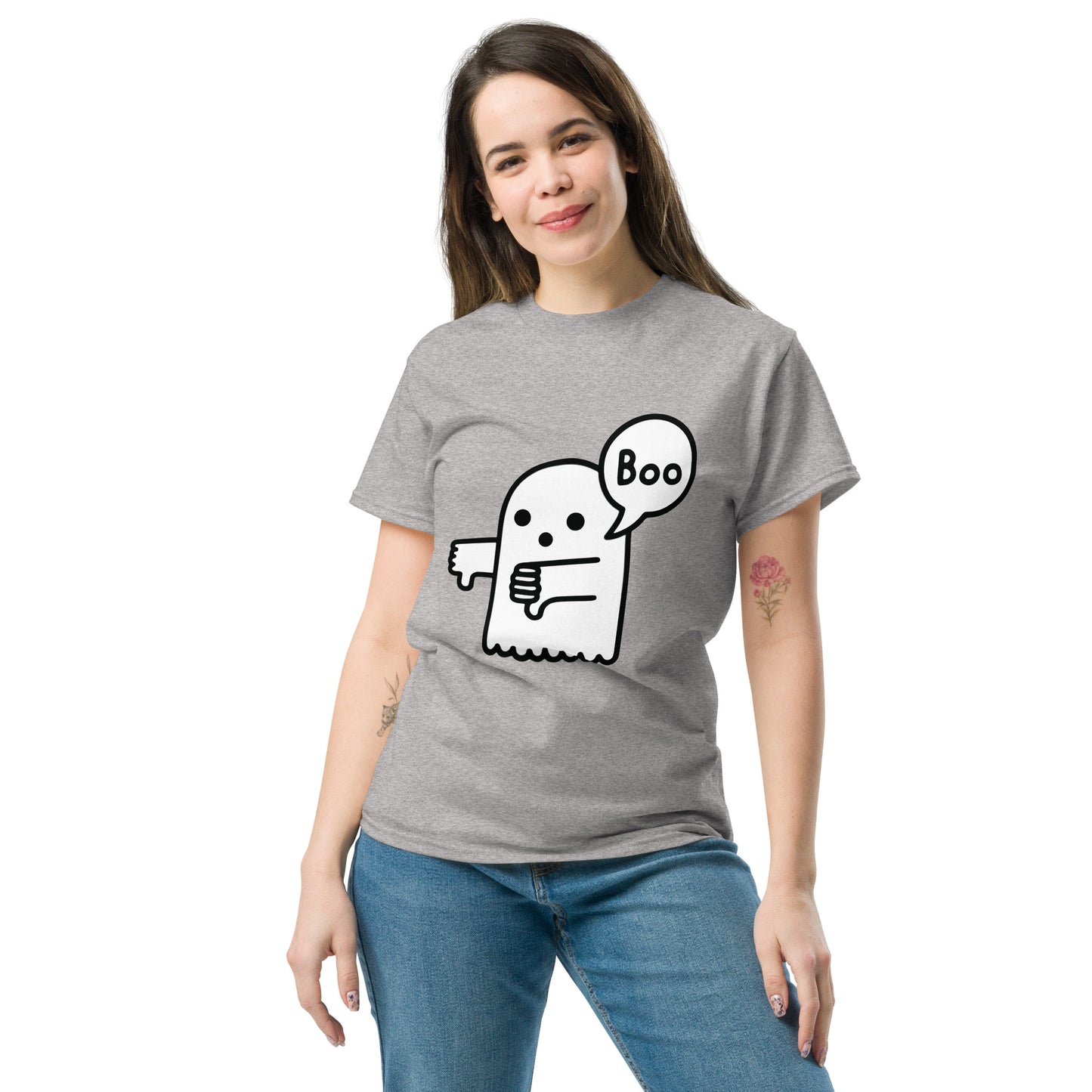 Boo Thumbs Down Ghost T-Shirt - Funny Halloween Tee