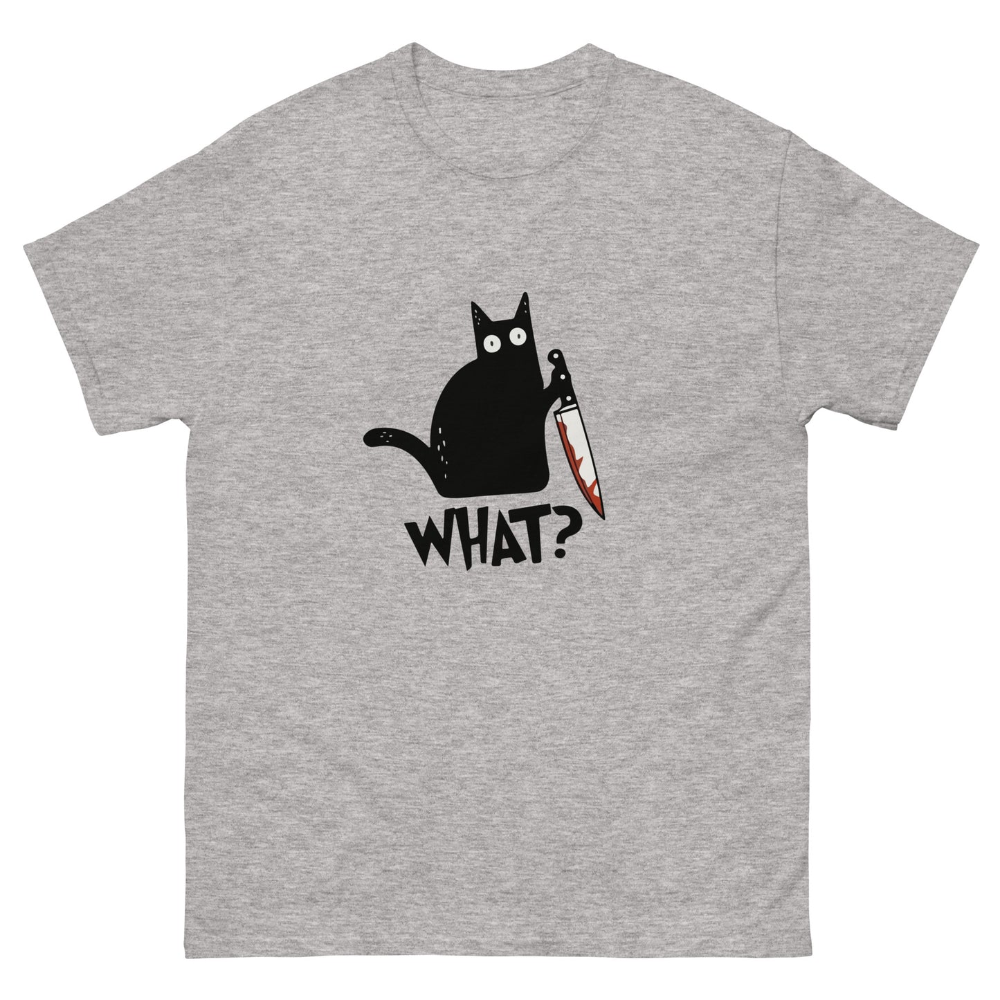 Black Cat with Bloody Knife T-Shirt - Dark Humor Halloween Tee