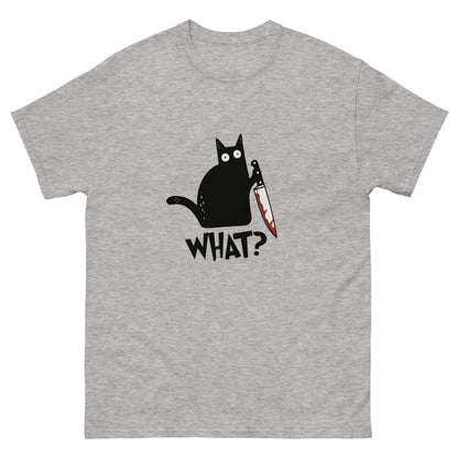 Black Cat with Bloody Knife T-Shirt - Dark Humor Halloween Tee