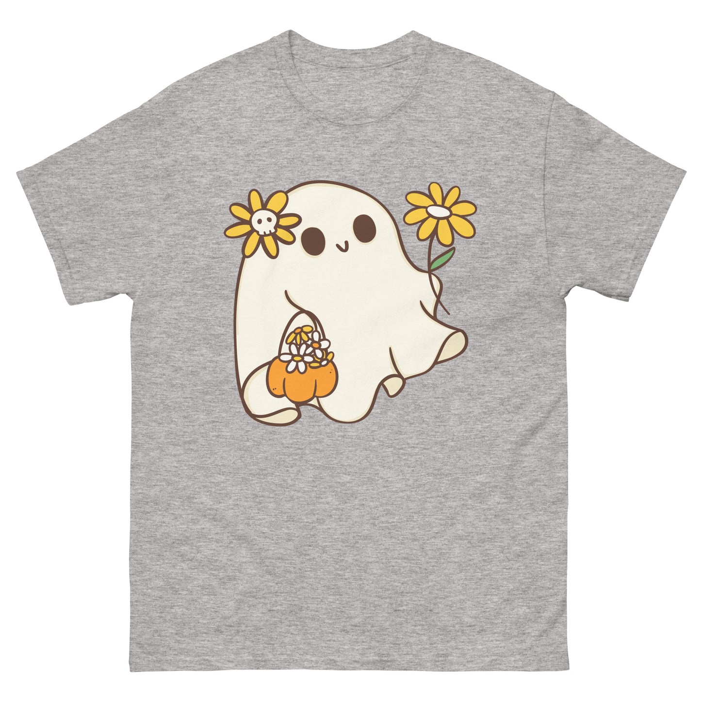 Cute Ghost with Flowers T-Shirt - Whimsical Halloween Tee