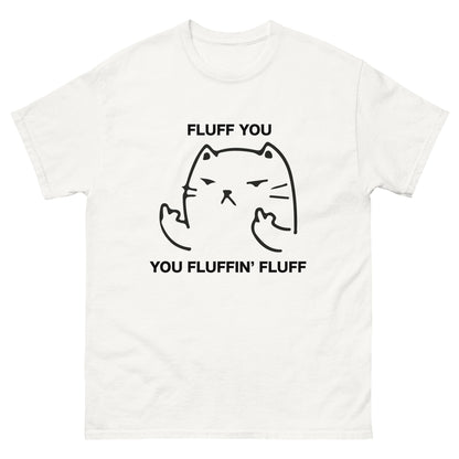 Fluff You Outline Cat T-Shirt - Sarcastic Cat Attitude Tee (black outline)