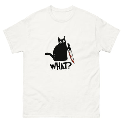 Black Cat with Bloody Knife T-Shirt - Dark Humor Halloween Tee