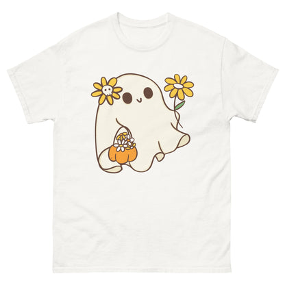 Cute Ghost with Flowers T-Shirt - Whimsical Halloween Tee